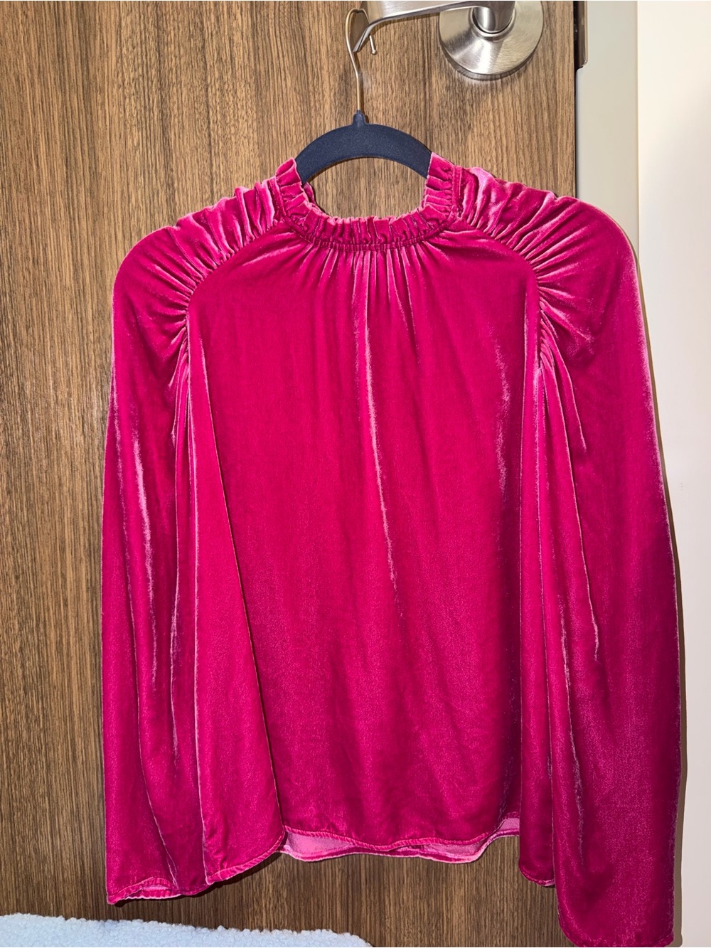 Marie Oliver Magenta Silk Smocked-Neck Blouse